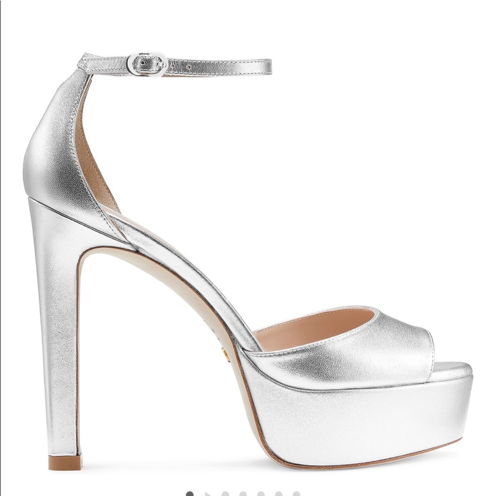 Stuart Weitzman Silver Disco Platform Sandal